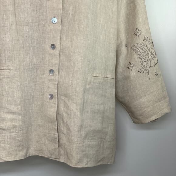 Vintage Ulla Popken Junonia Embroider Linen Jacket - Picture 14 of 14